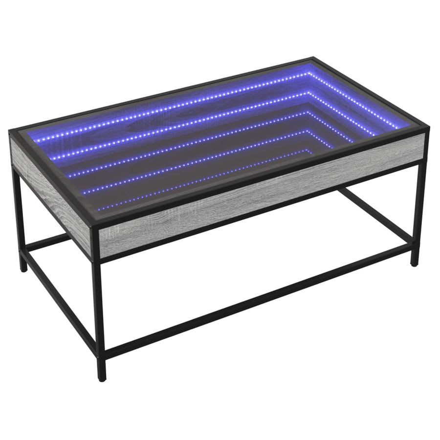 Salontafel met Infinity LED 90x50x41 cm grijs sonoma eikenkleur