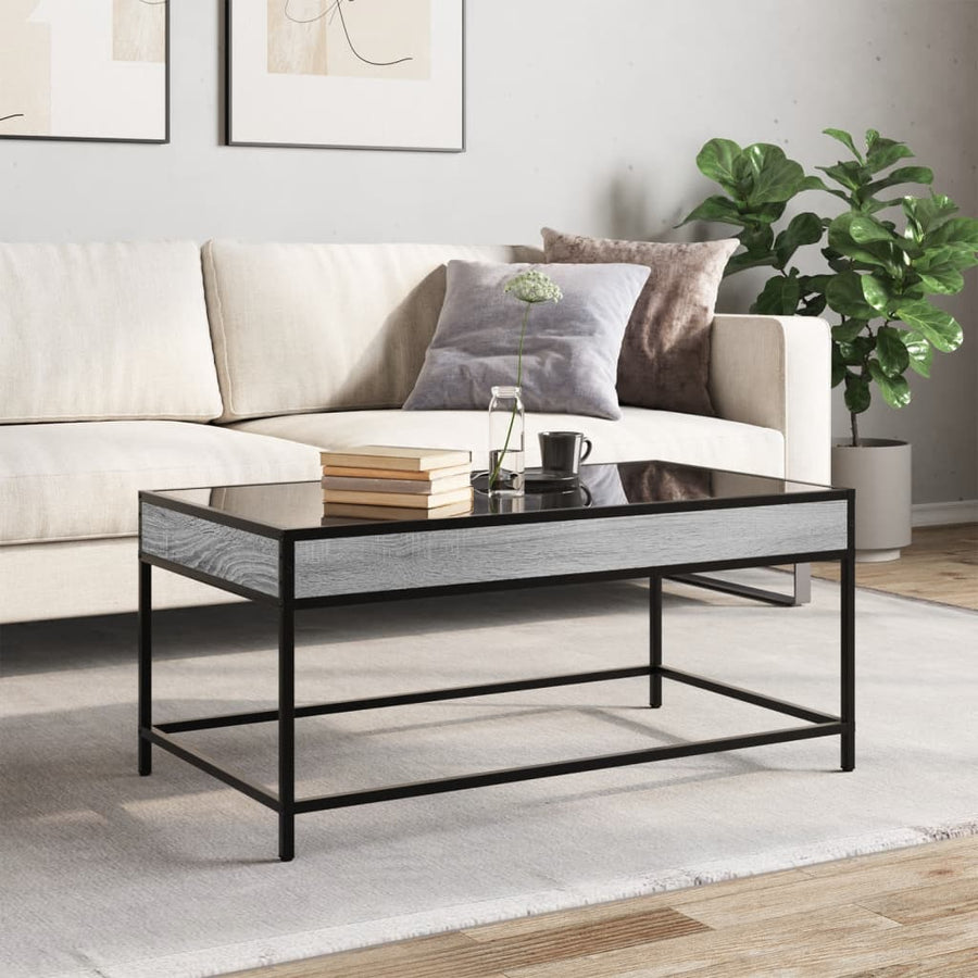 Salontafel met Infinity LED 90x50x41 cm grijs sonoma eikenkleur