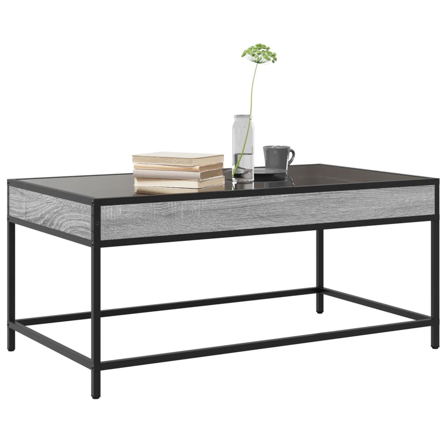 Salontafel met Infinity LED 90x50x41 cm grijs sonoma eikenkleur