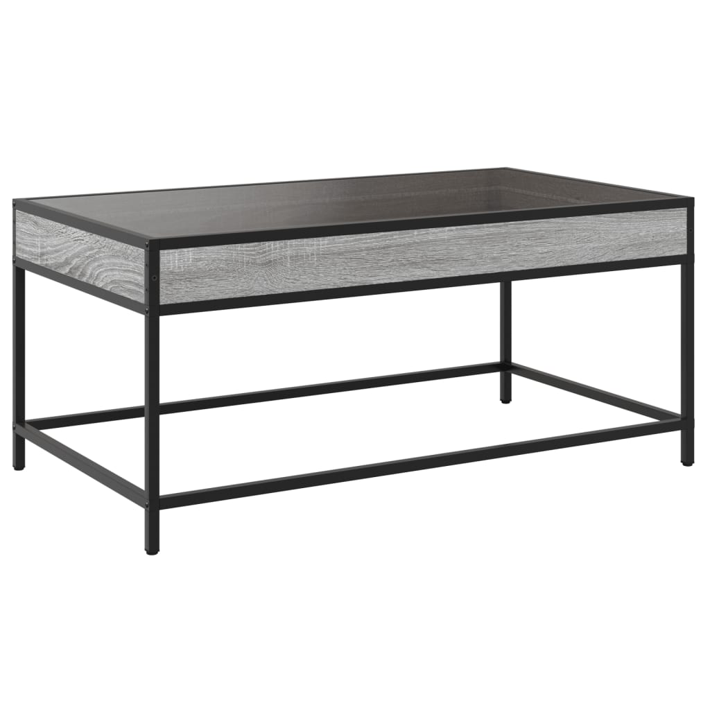 Salontafel met Infinity LED 90x50x41 cm grijs sonoma eikenkleur