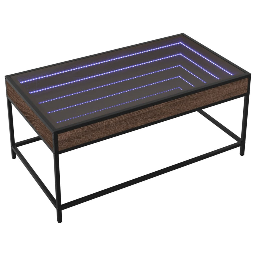 Salontafel met Infinity LED 90x50x41 cm bruin eikenkleurig