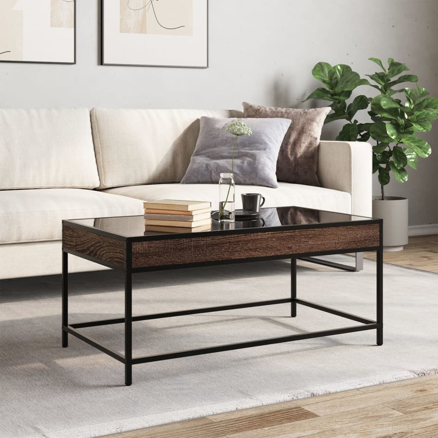 Salontafel met Infinity LED 90x50x41 cm bruin eikenkleurig
