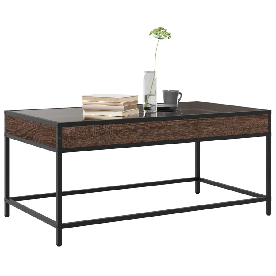 Salontafel met Infinity LED 90x50x41 cm bruin eikenkleurig
