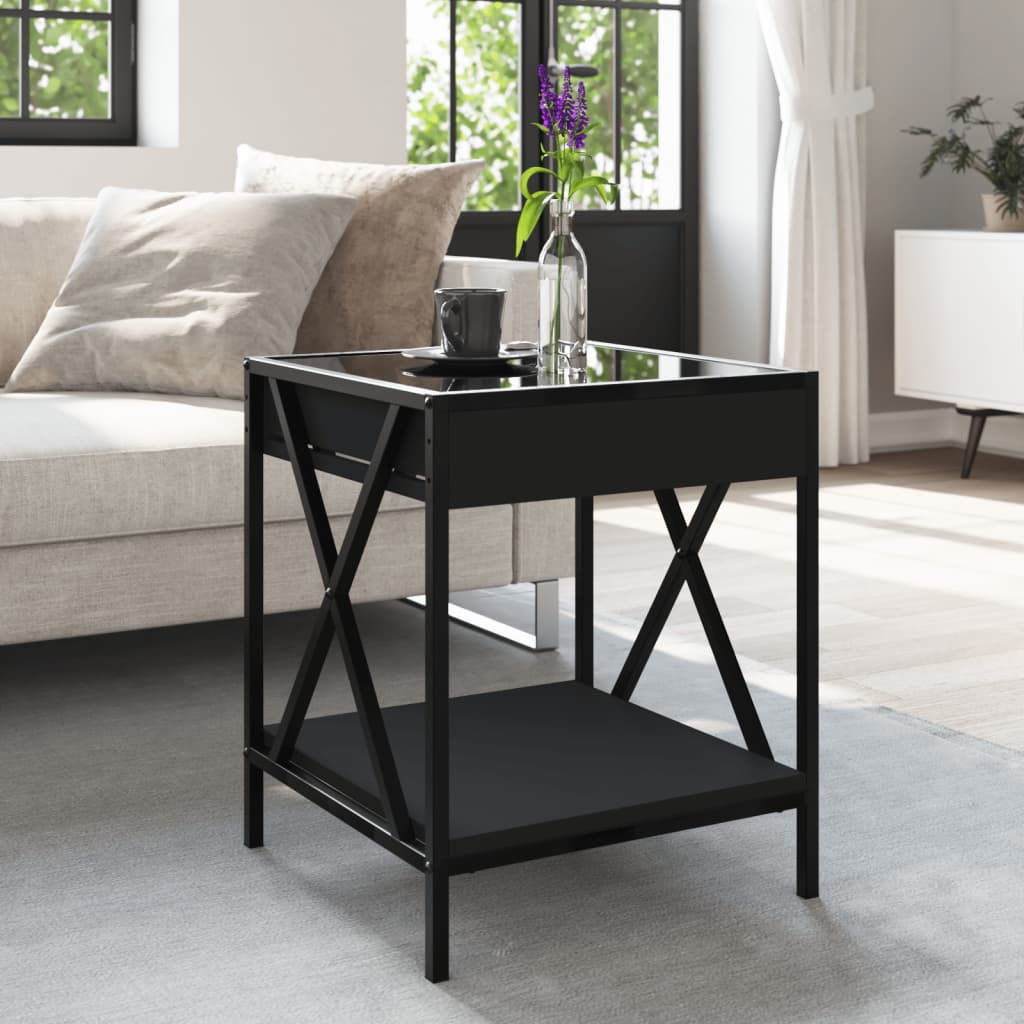 Salontafel met Infinity LED 40x40x49 cm zwart