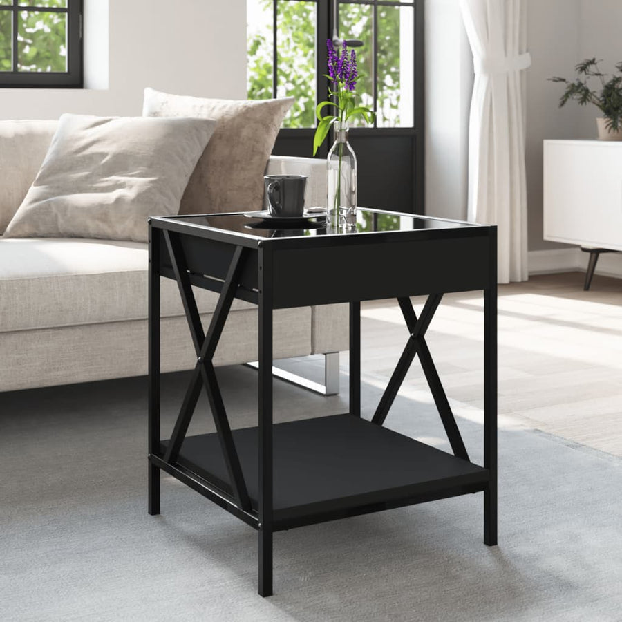 Salontafel met Infinity LED 40x40x49 cm zwart