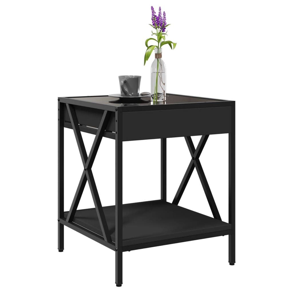 Salontafel met Infinity LED 40x40x49 cm zwart