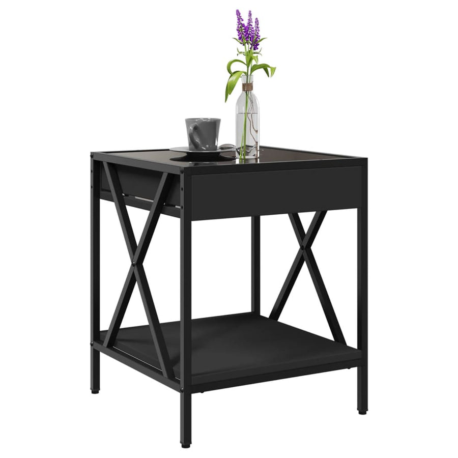 Salontafel met Infinity LED 40x40x49 cm zwart