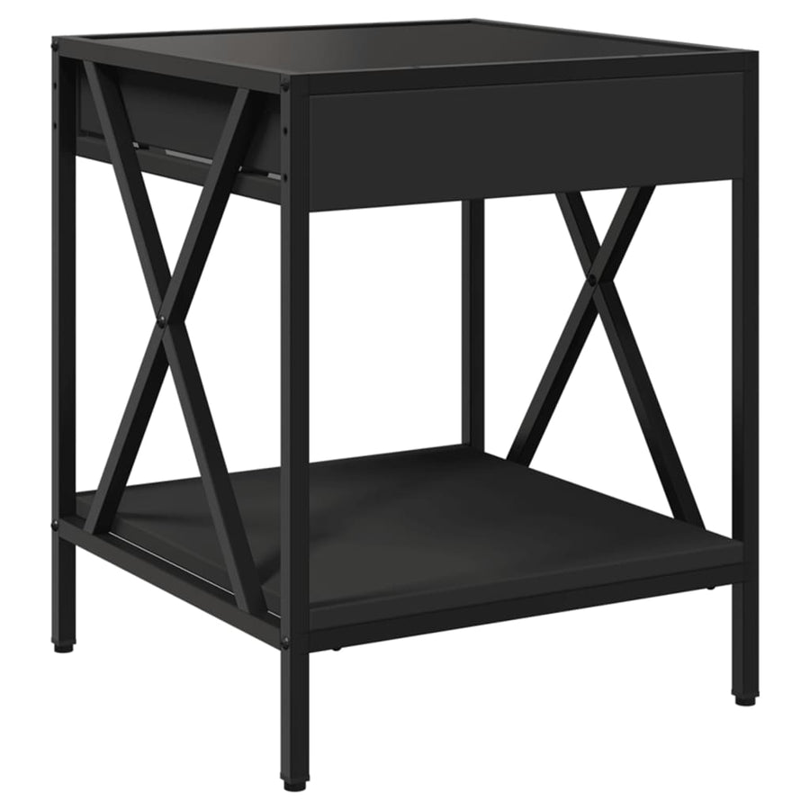 Salontafel met Infinity LED 40x40x49 cm zwart