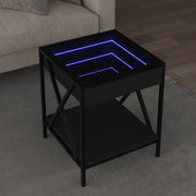 Salontafel 40x40x49 cm zwart met Infinity LED