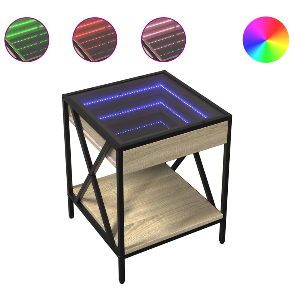 Salontafel met Infinity LED 40x40x49 cm sonoma eikenkleurig