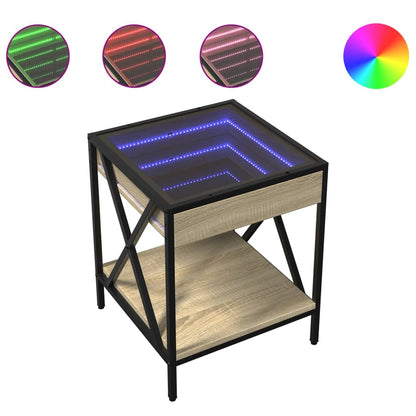 Salontafel met Infinity LED 40x40x49 cm sonoma eikenkleurig
