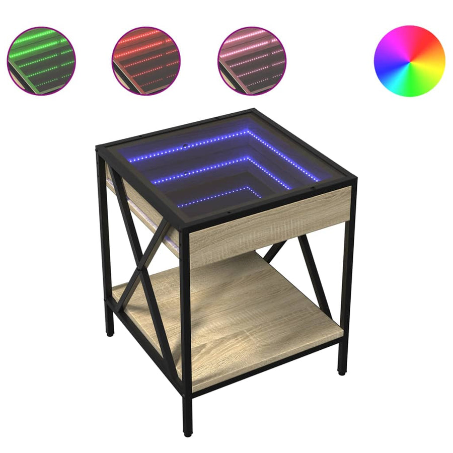 Salontafel met Infinity LED 40x40x49 cm sonoma eikenkleurig