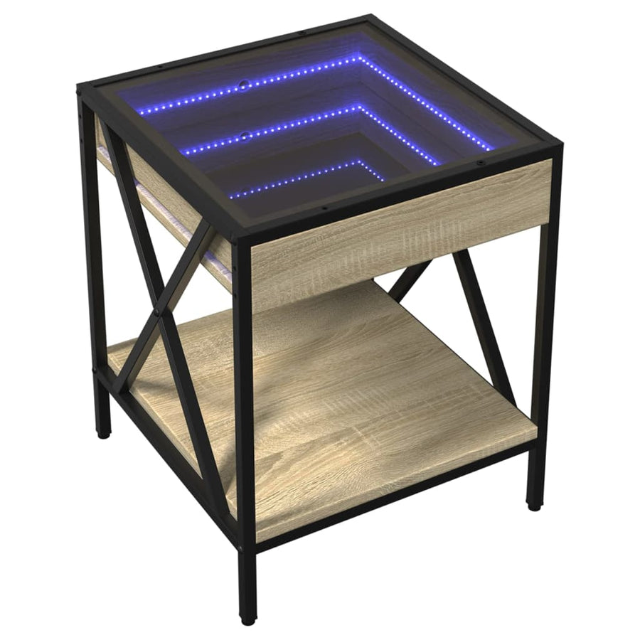 Salontafel met Infinity LED 40x40x49 cm sonoma eikenkleurig