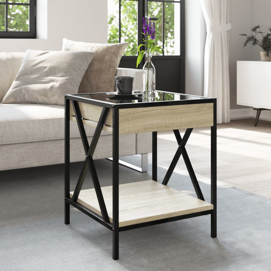 Salontafel met Infinity LED 40x40x49 cm sonoma eikenkleurig