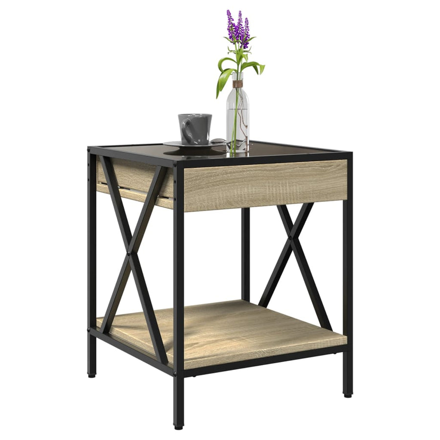 Salontafel met Infinity LED 40x40x49 cm sonoma eikenkleurig