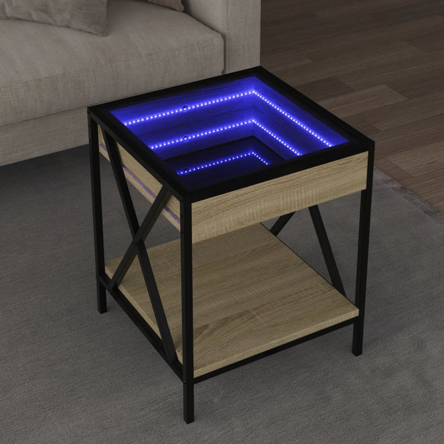 Salontafel met Infinity LED 40x40x49 cm sonoma eikenkleurig