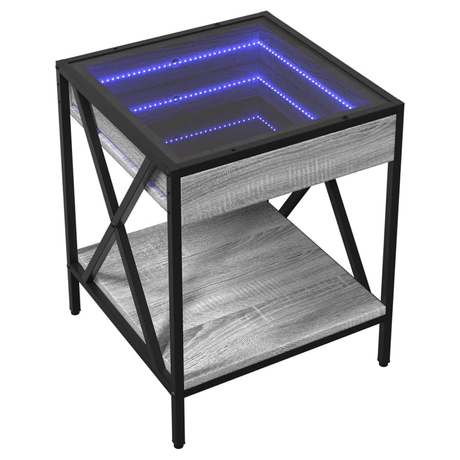 Salontafel met Infinity LED 40x40x49 cm grijs sonoma eikenkleur