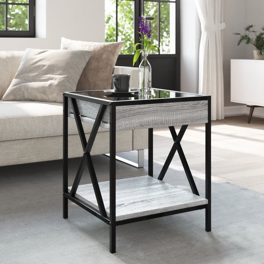 Salontafel met Infinity LED 40x40x49 cm grijs sonoma eikenkleur