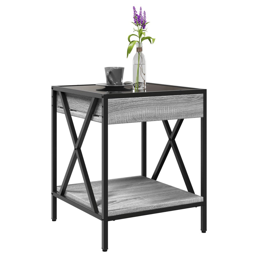 Salontafel met Infinity LED 40x40x49 cm grijs sonoma eikenkleur