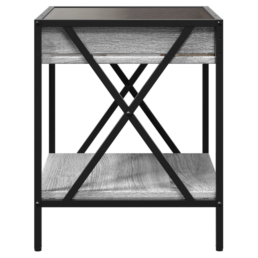 Salontafel met Infinity LED 40x40x49 cm grijs sonoma eikenkleur