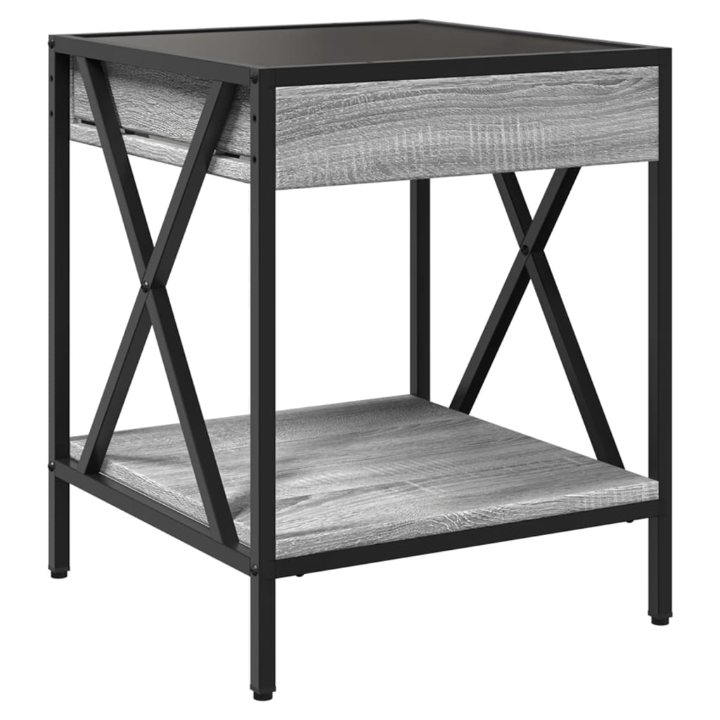 Salontafel met Infinity LED 40x40x49 cm grijs sonoma eikenkleur