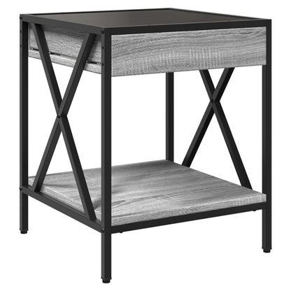Salontafel met Infinity LED 40x40x49 cm grijs sonoma eikenkleur
