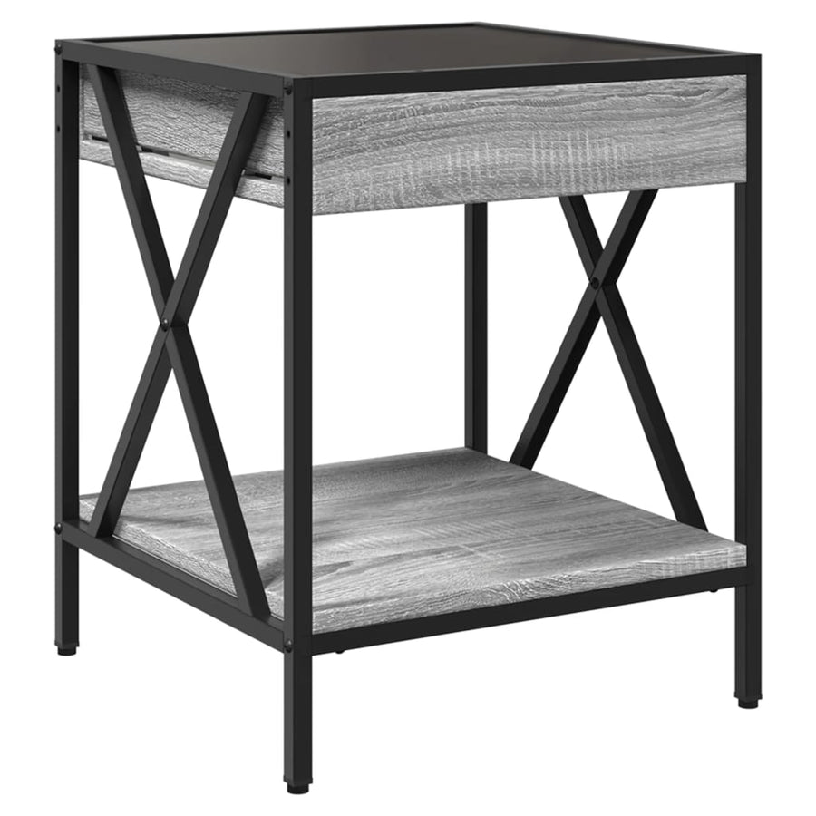 Salontafel met Infinity LED 40x40x49 cm grijs sonoma eikenkleur