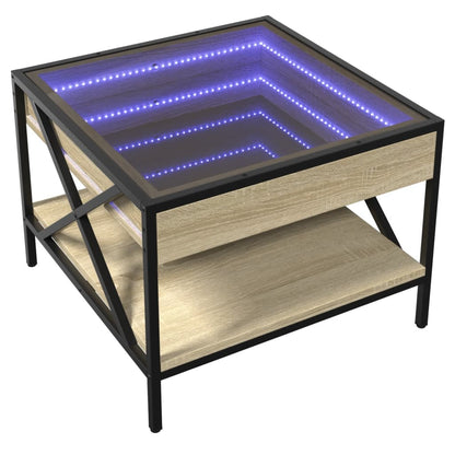 Salontafel met Infinity LED 50x50x38 cm sonoma eikenkleurig