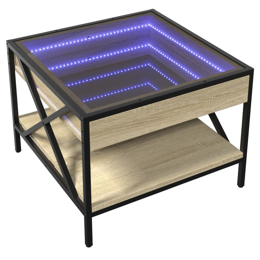 Salontafel met Infinity LED 50x50x38 cm sonoma eikenkleurig