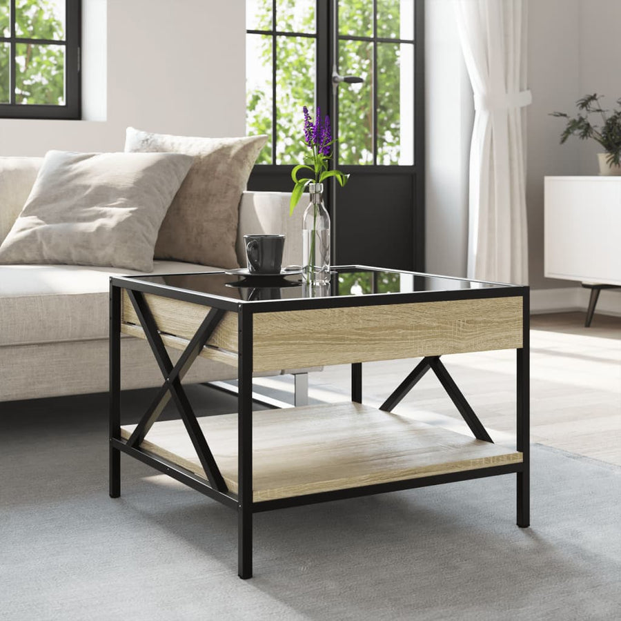 Salontafel met Infinity LED 50x50x38 cm sonoma eikenkleurig