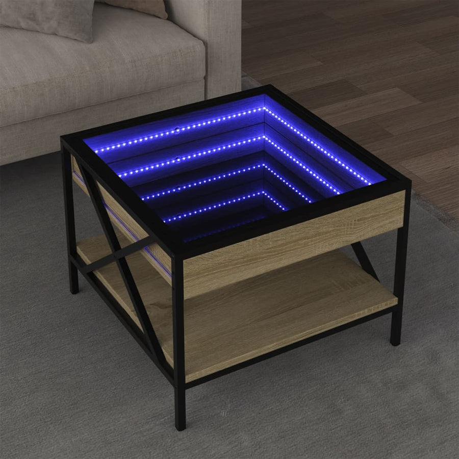 Salontafel met Infinity LED 50x50x38 cm sonoma eikenkleurig