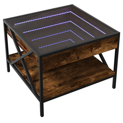 Salontafel met Infinity LED 50x50x38 cm gerookt eikenkleurig