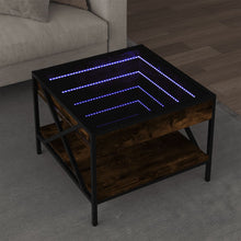 Salontafel met Infinity LED 50x50x38 cm gerookt eikenkleurig