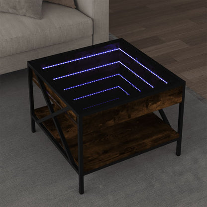 Salontafel met Infinity LED 50x50x38 cm gerookt eikenkleurig