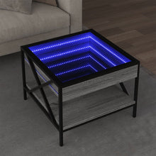 Salontafel met Infinity LED 50x50x38 cm grijs sonoma eikenkleur