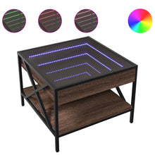 Salontafel met Infinity LED 50x50x38 cm bruin eikenkleurig