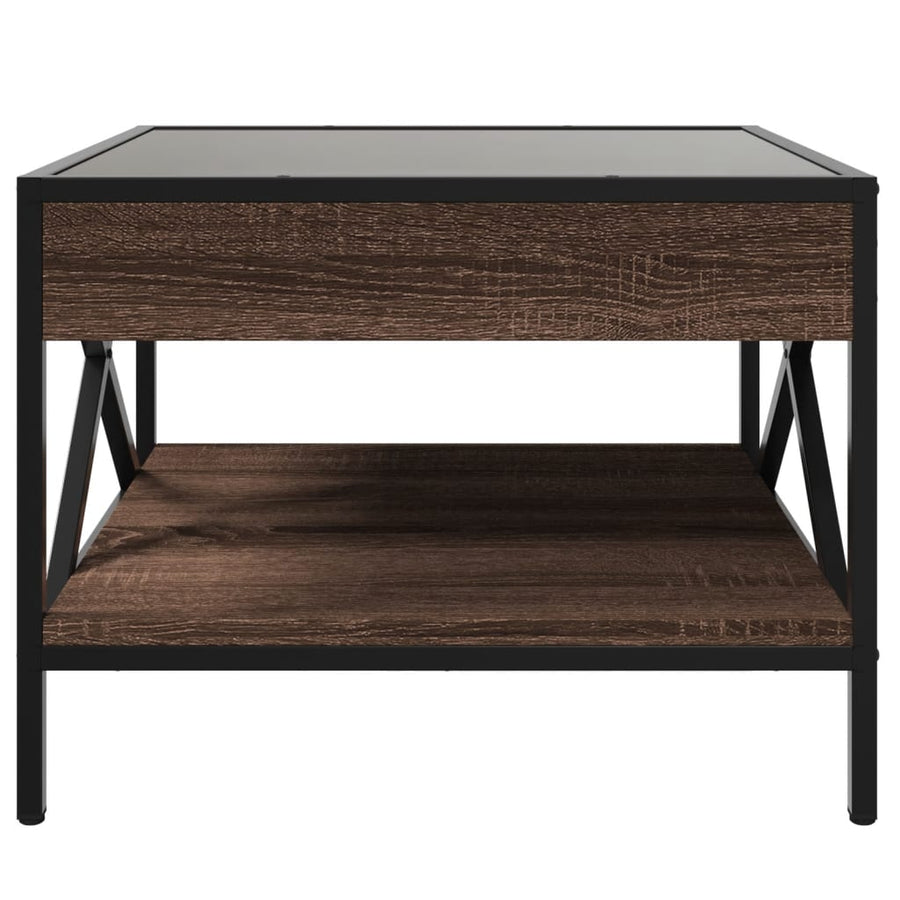 Salontafel met Infinity LED 50x50x38 cm bruin eikenkleurig