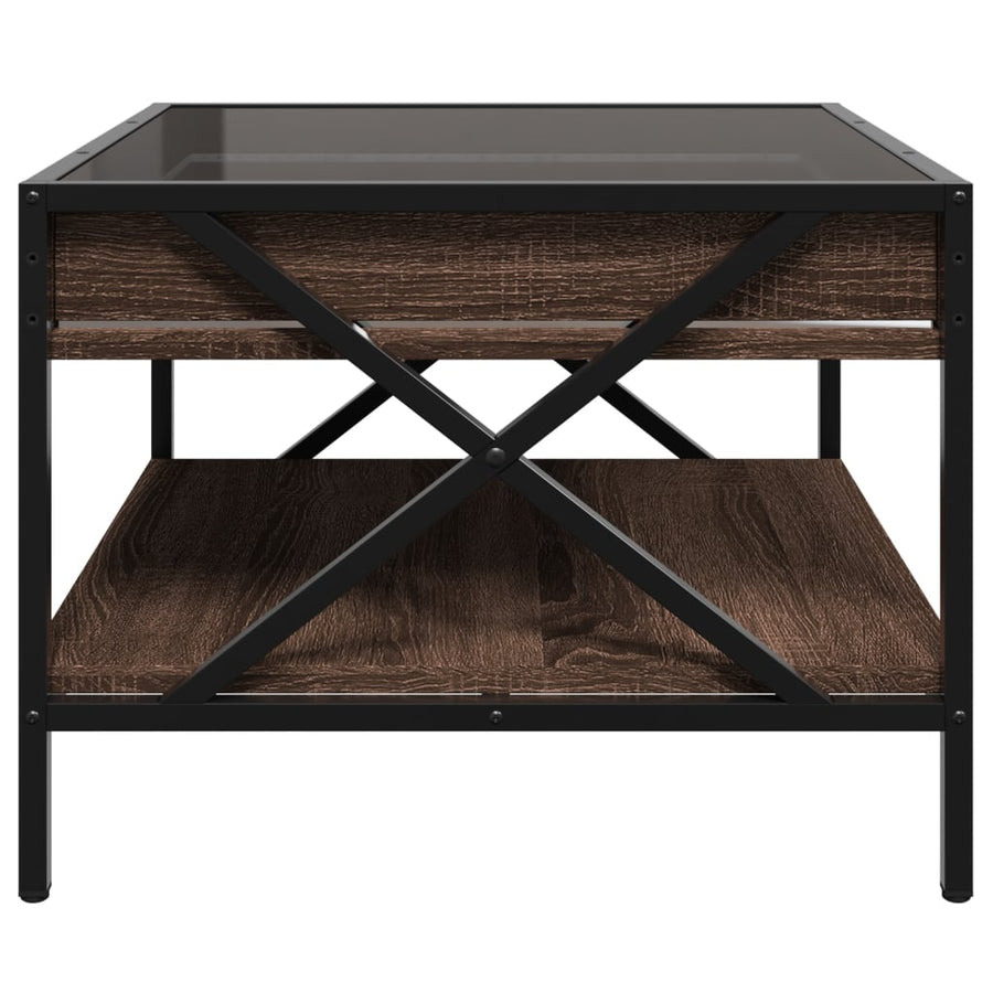 Salontafel met Infinity LED 50x50x38 cm bruin eikenkleurig