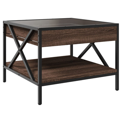 Salontafel met Infinity LED 50x50x38 cm bruin eikenkleurig