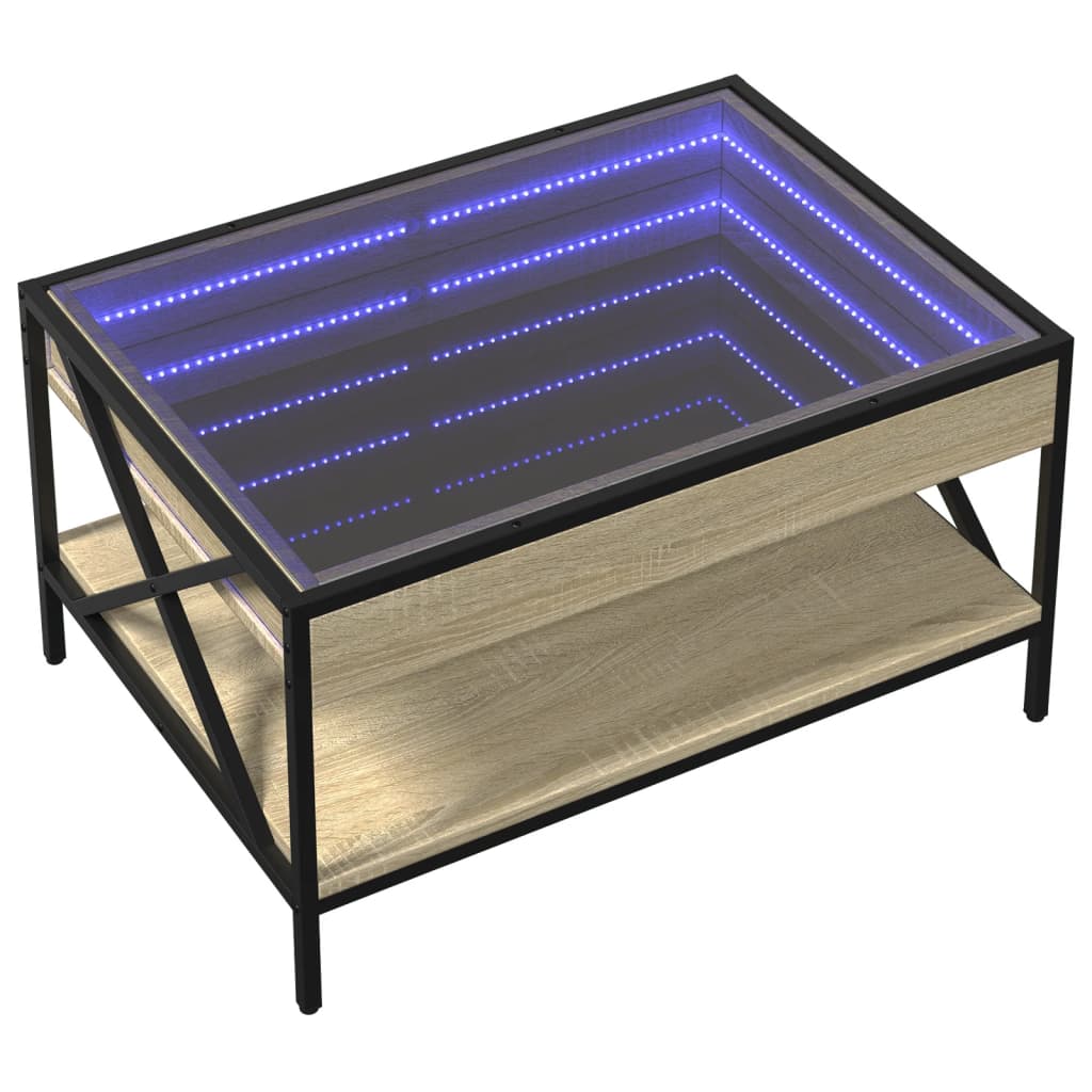 Salontafel met Infinity LED 70x50x38 cm sonoma eikenkleurig