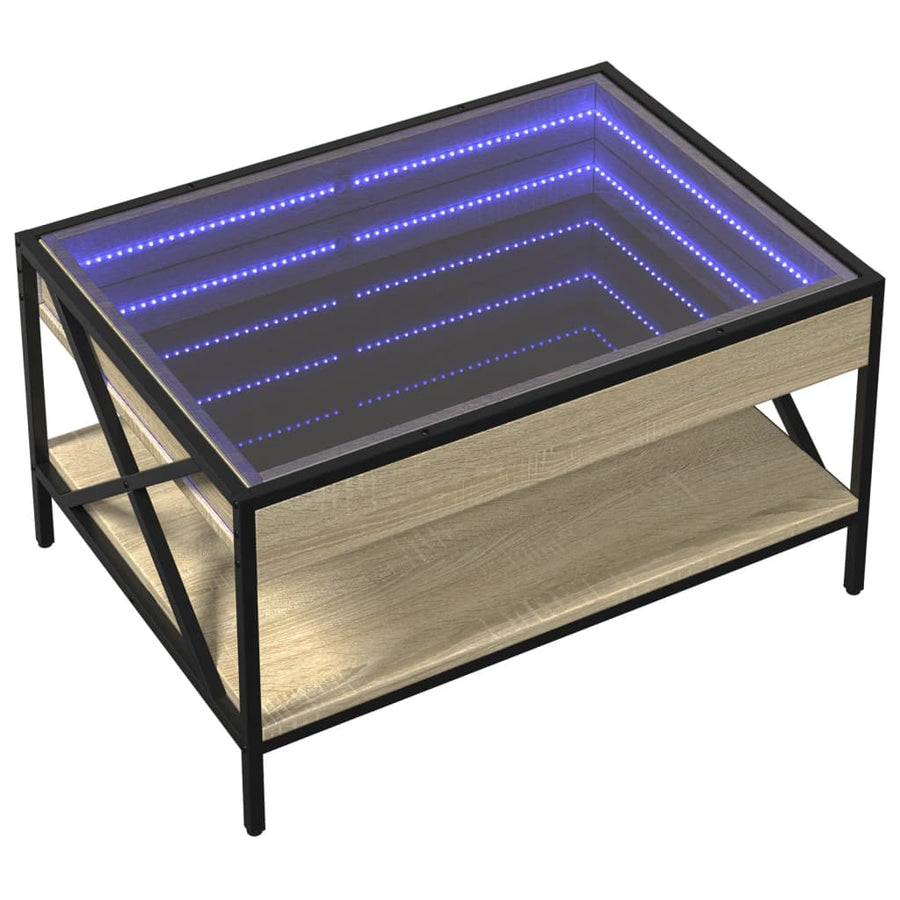 Salontafel met Infinity LED 70x50x38 cm sonoma eikenkleurig