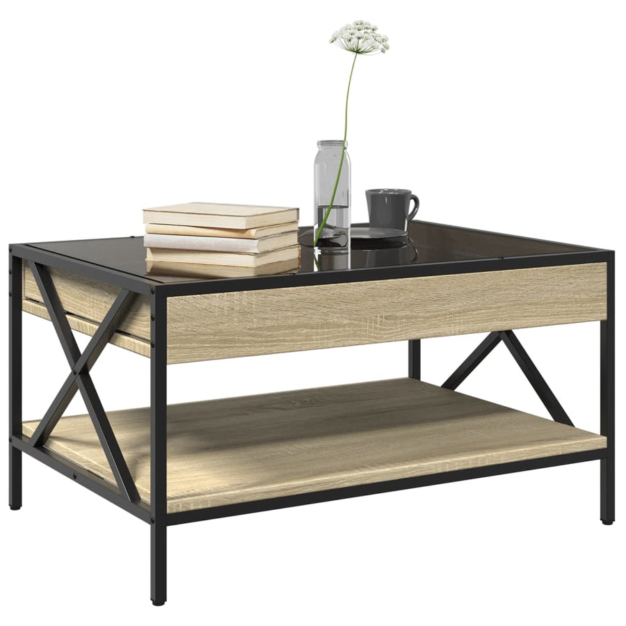 Salontafel met Infinity LED 70x50x38 cm sonoma eikenkleurig