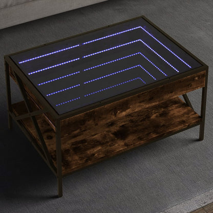 Salontafel met Infinity LED 70x50x38 cm gerookt eikenkleurig