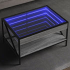 Coffee Table with Infinity LED 70x50x38 cm Grey Sonoma Oak Colour