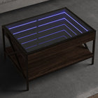 Coffee Table with Infinity LED 70x50x38 cm Brown Oak Effect