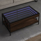 Coffee table with Infinity LED 90x50x38 cm brown oak look