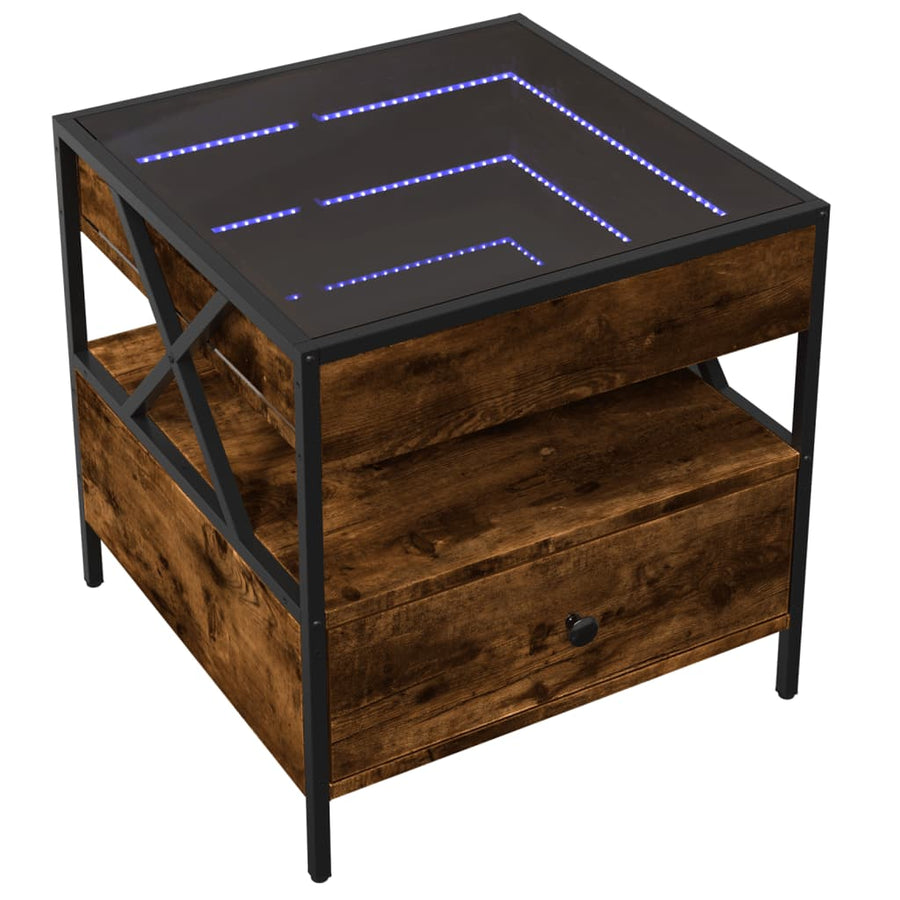 Salontafel met Infinity LED 50x50x51 cm gerookt eikenkleurig