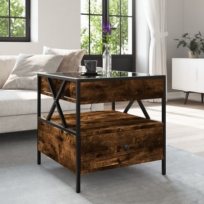 Salontafel met Infinity LED 50x50x51 cm gerookt eikenkleurig