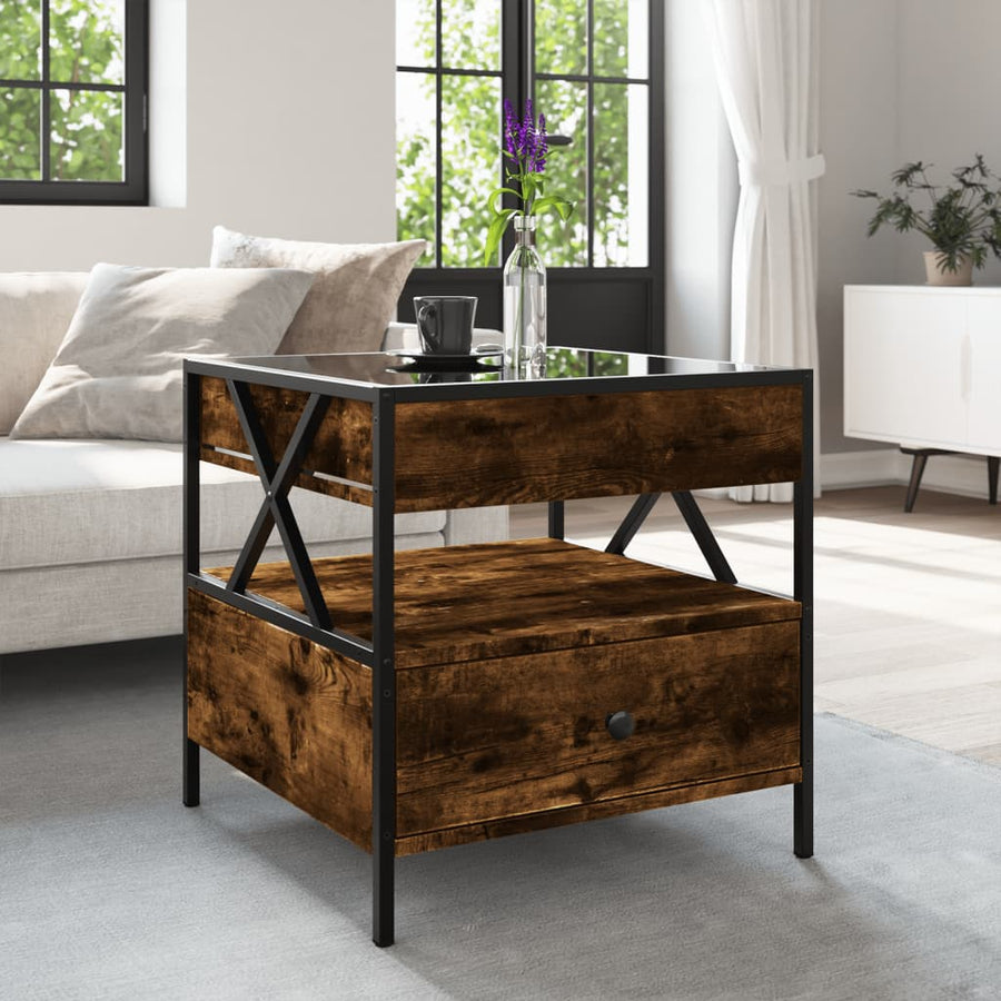 Salontafel met Infinity LED 50x50x51 cm gerookt eikenkleurig