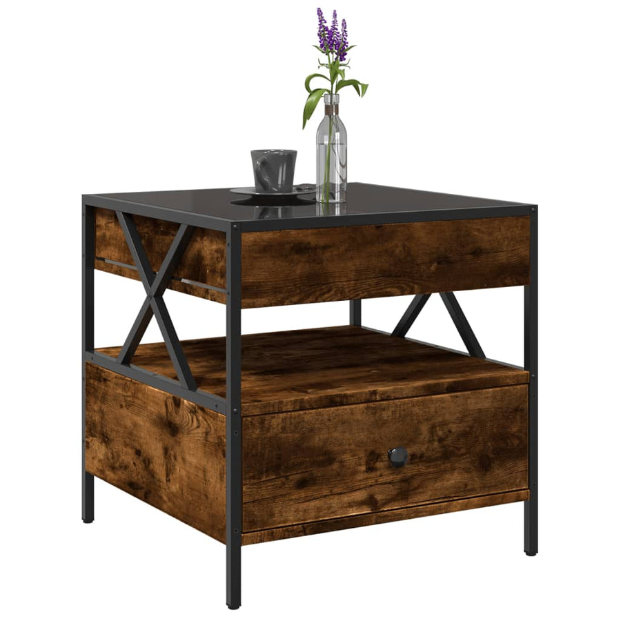 Salontafel met Infinity LED 50x50x51 cm gerookt eikenkleurig